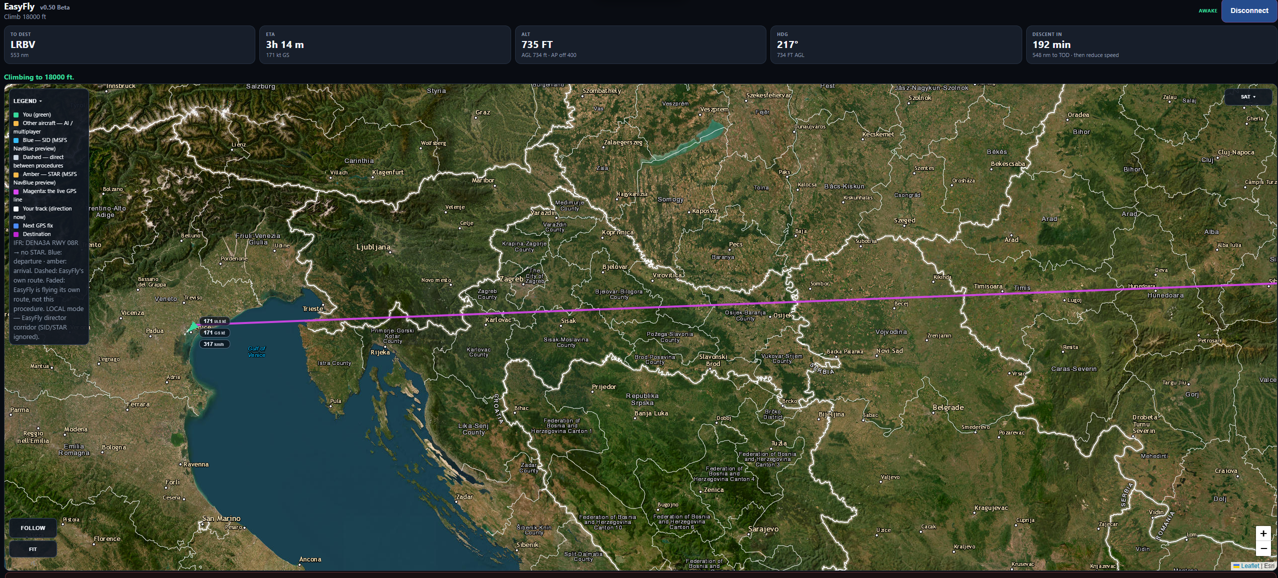 EasyFly MAP — live tracking