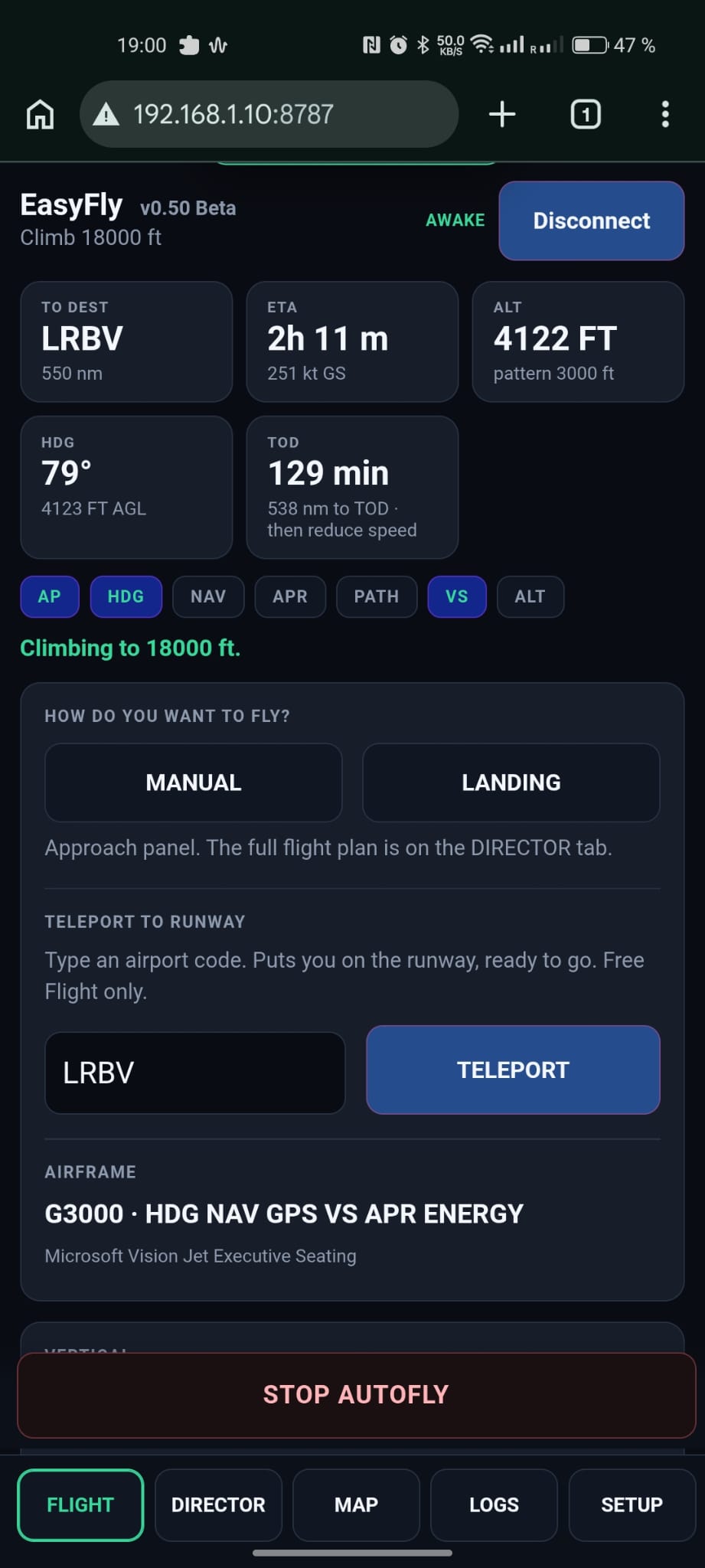 EasyFly phone — flight