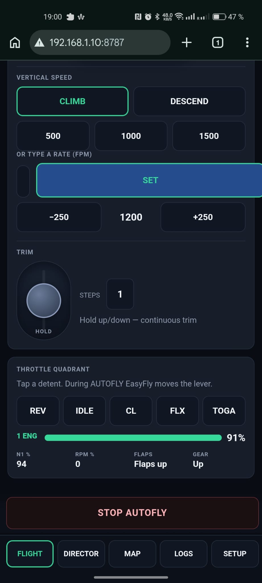 EasyFly phone — vertical speed